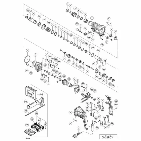 Hitachi DH28PCY Spare Parts List