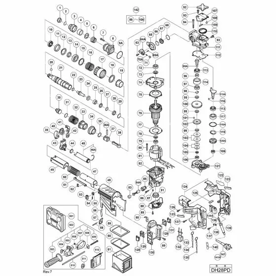 Hitachi DH28PD Spare Parts List