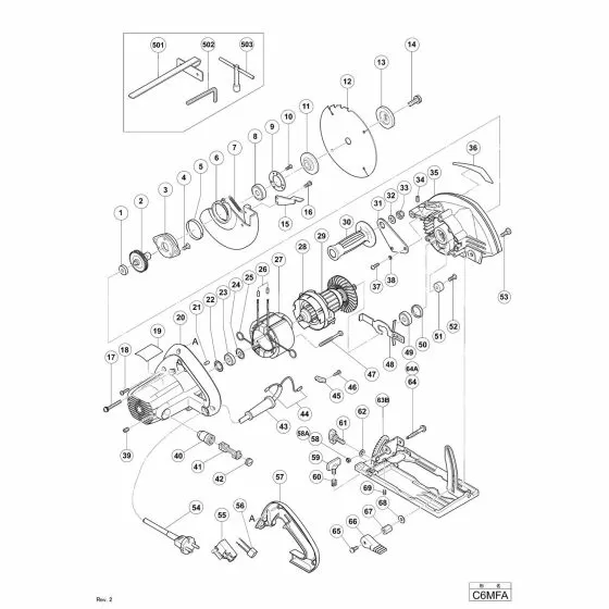 Hitachi C6MFA Spare Parts List