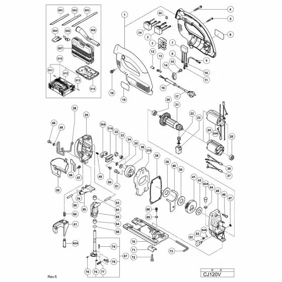 Hitachi CJ120V SEAL LOCK FLAT HD. SCREW M5X10 321566 Spare Part