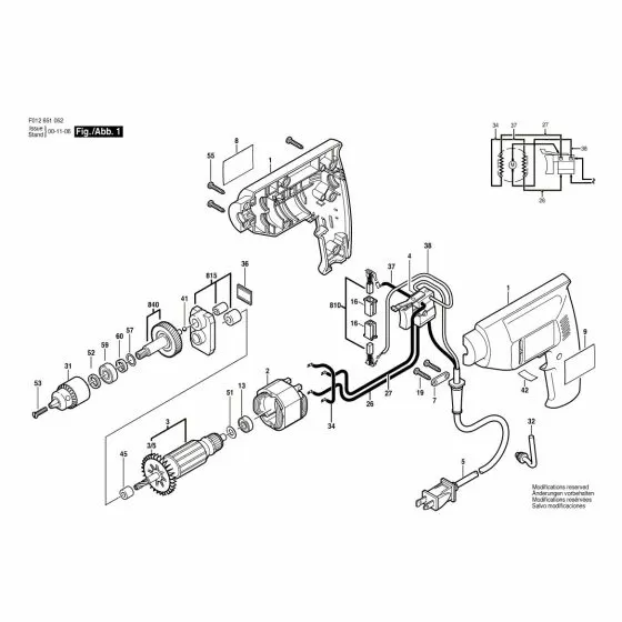 Skil 6510-52 Spare Parts List Type: F 012 651 052 120V USA