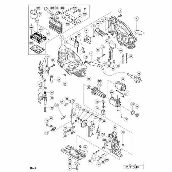 Hitachi CJ110MV Spare Parts List