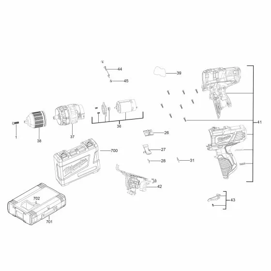 Milwaukee M12 BPD RATING PLATE 4931435980 Spare Part Serial No: 4000441941