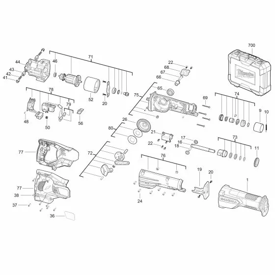 Buy A Milwaukee M18 BSX CRANK ASSEMBLY 4931436046 Spare Part Serial 4000447276