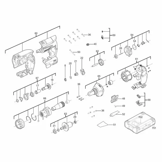 Buy A Milwaukee M18 FSGC202X2 Spare part or Replacement part for Your Cordless Drywall Screw Gun GB2 and Fix Your Machine Today