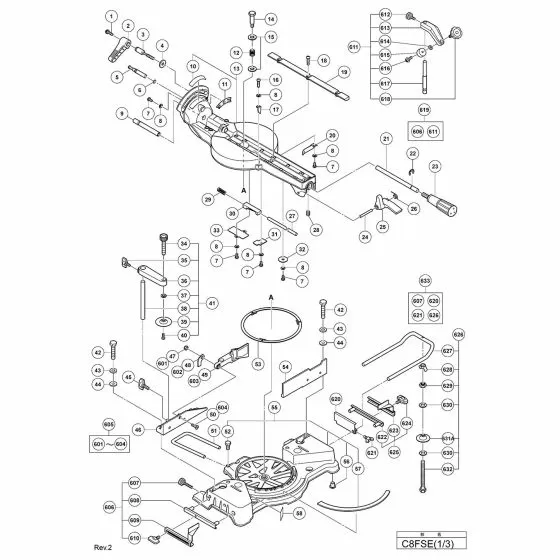 Hitachi C8FSE Spare Parts List