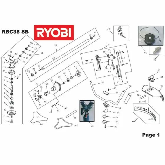 Ryobi RBC38SB Type No: 5133000432 Spare Part List