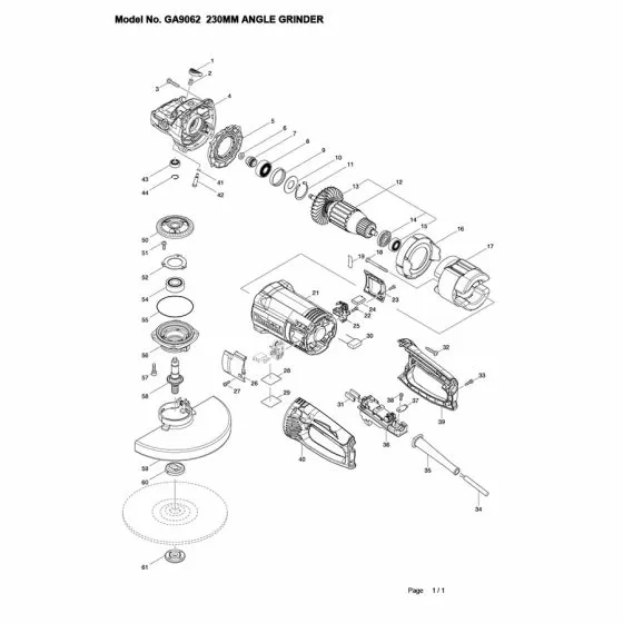 Buy A Makita GA9062 Spare part or Replacement part for Your Angle Grinder and Fix Your Machine Today