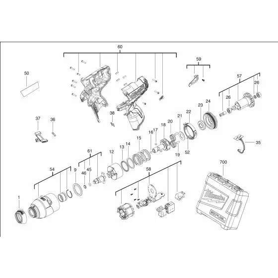 Milwaukee M12 CIW12 WASHER 4931435772 Spare Part Serial No: 4000447137